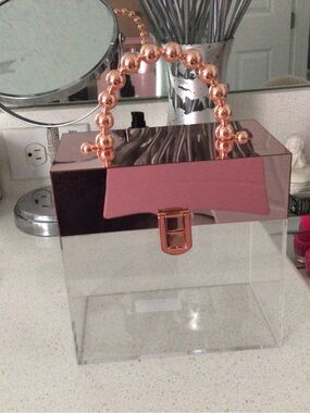 Clear Box Handbag with Rose Gold Top Handle